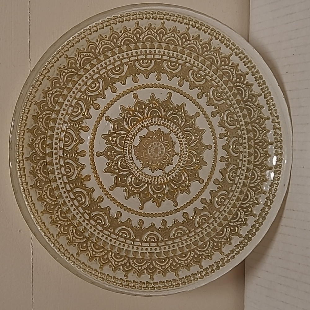 Vintage Reverse Painted Glass Serving Plate